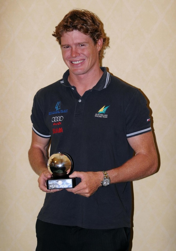 Tom Slingsby with the ISAF Rolex World Sailor of the Year Award  © Samantha Glasgow
